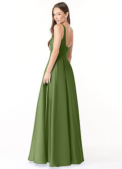 Azazie Neve Bridesmaid Dresses Juniper Ball-Gown with Pockets Stretch Satin Dress image4