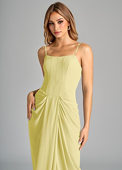 Azazie Anaïs Jurken voor bruidsmeisjes Jurk van Chiffon met Kolom Strapless Citroensorbet image7