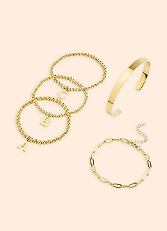 front 3 Piece Initial Letter Layering Bracelet Set