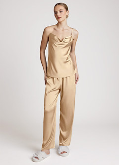 front Satin Long Sleeves 3-Piece Loungewear Set
