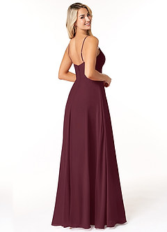 Azazie Moira Brautjungfernkleider A-Linie Schaufel Chiffon Kleid Cabernetrot image5