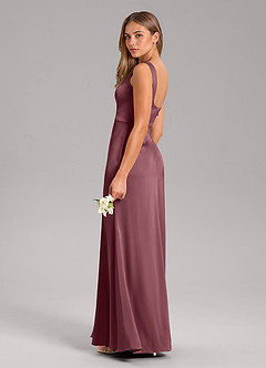 Azazie Frostine Bridesmaid Dresses Desert Rose A-Line Bow Stretch Satin Dress image7