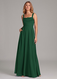 Azazie Shaude Bridesmaid Dresses Dark Green A-Line Pleated Chiffon Dress image3
