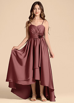 Azazie Catalina Junior Jurk van Stretch Satijn met A-Lijn Sweetheart Halslijn Amethist image5