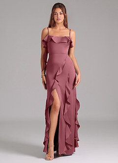 Azazie Malia Brautjungfernkleider A-Linie Seitliche Cut-Outs Stretch-Satin Kleid Wüstenrose image3