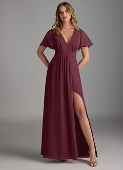 Azazie Zaniah Bridesmaid Dresses Cabernet A-Line Chiffon Dress image1
