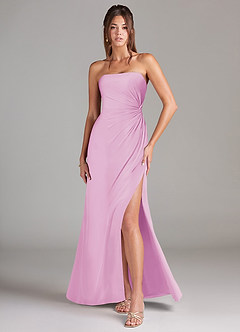 Azazie Aliani Jurken voor bruidsmeisjes Converteerbaar Jurk van Chiffon met Kolom Strapless Snoep Roze image1
