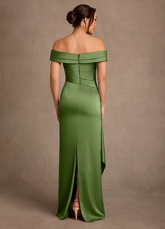 Azazie Beah Mère de la mariée Robes Robe Fourreau en Satin extensible Épaule décolletée Genévrier image3