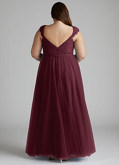 Azazie Luxi Bridesmaid Dresses Cabernet A-Line Pleated Tulle Dress image10