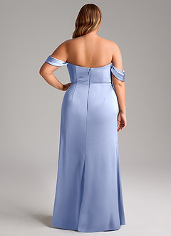 Azazie Saige Bridesmaid Dresses Ice Sheath Off the Shoulder Stretch Satin Dress image12