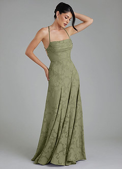 Azazie Tatum Bridesmaid Dresses Pistachio A-Line Corset Floral Burnout Dress image6