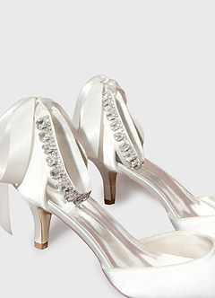 front Escarpins à ruban en satin de cristal