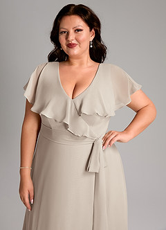 Azazie Lainey Bridesmaid Dresses Frost A-Line with Pockets Chiffon Dress image13