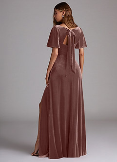 Azazie Kimber Bridesmaid Dresses Espresso A-Line with Pockets Velvet Dress image5