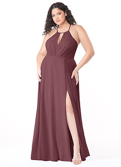 Azazie Evalleen Bridesmaid Dresses Sangria A-Line Pleated Chiffon Dress image9
