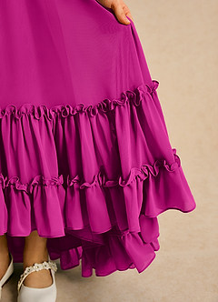 Azazie Kass Flower Girl Dresses Fuchsia A-Line Pleated Chiffon Dress image7