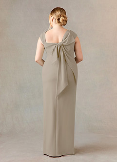 Azazie Ellen Mother of the Bride Dresses Taupe Sheath Side Slit Stretch Crepe Dress image8