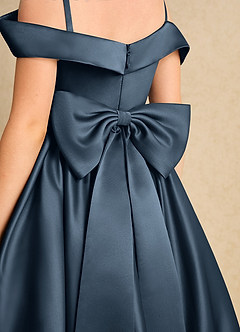 Azazie Favia Flower Girl Dresses Neptune A-Line Off the Shoulder Matte Satin Dress image7