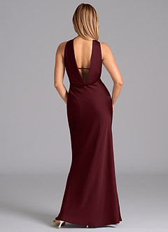Azazie Lusinda Brautjungfernkleider Meerjungfrau-Linie Schulterfrei Stretch-Satin Kleid Cabernetrot image7