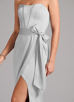 Azazie Jamie Bridesmaid Dresses Silver A-Line Strapless Stretch Satin Convertible Dress image7