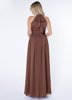 Azazie Iman Bridesmaid Dresses Espresso A-Line A-Line Ruched Chiffon Dress image2