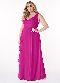 Azazie Kori Brautjungfernkleider A-Linie Plissee Chiffon Kleid Fuchsia image8
