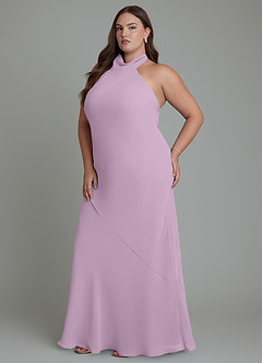 Azazie Velli Bridesmaid Dresses Wisteria Mermaid High Neck Chiffon Dress image12