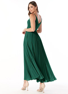 Azazie Raychelle Bridesmaid Dresses Emerald A-Line V-Neck Chiffon Dress image4