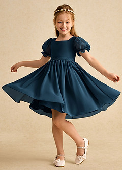 Azazie Jolie Blumenmädchenkleider A-Linie mit ärmel Chiffon Kleid Dunkelmarine image3