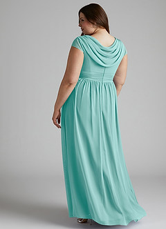 Azazie Organa Bridesmaid Dresses Aqua A-Line Pleated Chiffon Dress image10