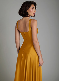 Azazie Reina Bridesmaid Dresses Butterscotch A-Line Pleated Stretch Satin Dress image7