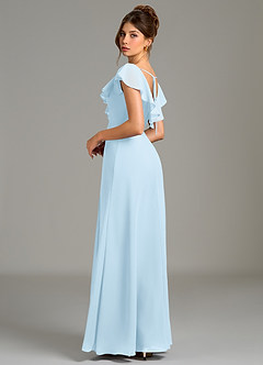 Azazie Kimmy Bridesmaid Dresses Sky Blue A-Line Ruched Chiffon Dress image2