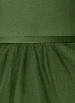 Azazie Marybell Flower Girl Dresses Olive A-Line Bow Tulle Dress image4