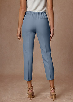 front Kennedy Dusty Blue Structured Stretch Pants Suit