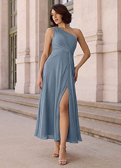 Azazie Brooke Bridesmaid Dresses Twilight A-Line One Shoulder Chiffon Dress image2