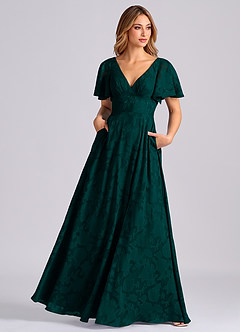 Azazie Kimber Suknie dla druhen Linia A z kieszeniami Kwiatowe wypalenie Do ziemi Sukienka image7