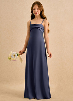 Azazie Mirabella Girls Formal vestidos de niña de las flores Vestido Tormenta de Satén Elástico de Recto con Escote corazón image2