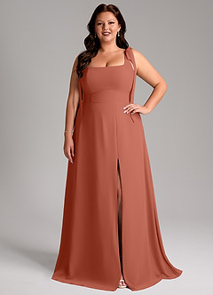 Azazie Debra Bridesmaid Dresses Clay A-Line with Pockets Chiffon Convertible Dress image8