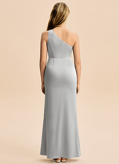 Azazie Akilah Junior Robe Fourreau en Satin extensible Plissée Argent image6