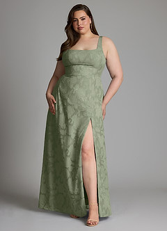 Azazie Debra Bridesmaid Dresses Pistachio A-Line with Pockets Floral Burnout Dress image11