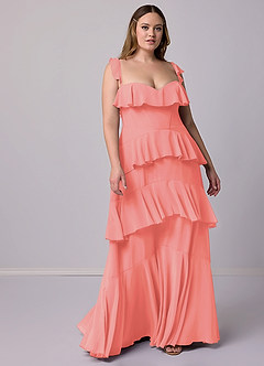 Barbie ♥ Azazie Bridesmaid Dresses Coral A-Line Sweetheart Neckline Chiffon Dress image9