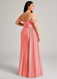 Azazie Amyra Jurken voor bruidsmeisjes Converteerbaar Jurk van Chiffon met Kolom Off the Shoulder Koraal image14