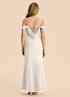 Azazie Nira Junior Robe Sirène en Mousseline de soie Drapé Albâtre Blanc image2