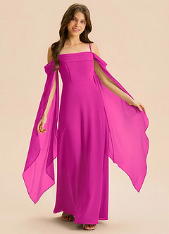 Azazie Moana Junior Linia A Pofałdowany Szyfon Długość podłogi Młodsza druhna Sukienka image1