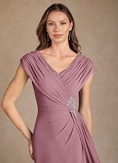 Azazie Bronson Mother of the Bride Dresses Vintage Mauve A-Line Pleated Chiffon Dress image5