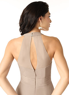 Azazie Danica Bridesmaid Dresses Taupe A-Line Pleated Chiffon Dress image5