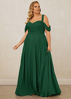 Christian Siriano Bridal for Azazie 1013 Bridesmaid Dresses Dark Green A-Line Off the Shoulder Chiffon Dress image13