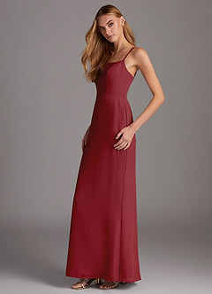 Azazie Tayla Final Sale Pomegranate Sheath Chiffon Dress image3