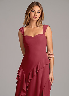 Azazie Sloane Abiti da Damigella Abito A-Line in Chiffon Scollo a Cuore Melograno image7