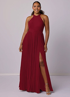 Barbie ♥ Azazie Bridesmaid Dresses Burgundy A-Line Pleated Chiffon Dress image7